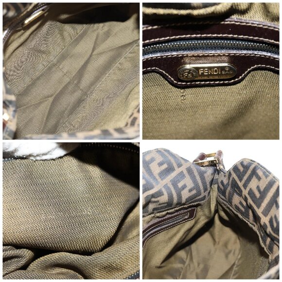 FENDI Zucca Canvas Shoulder Bag Black Brown gold Auth 129703 - Picture 15 of 16